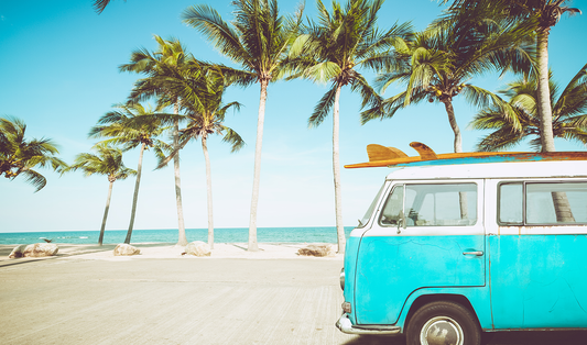 Vintage van at the beach